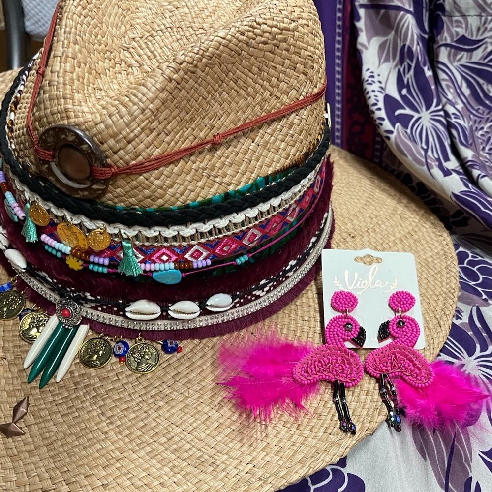 Handmade Colombian Boho Embellished Hat - Picture 4 of 5